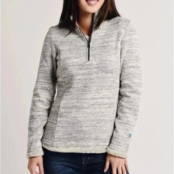 KUHL Alaska 1/2 Zip Jacket Light Gray Cozy Winter Sweater Fleece Women’s - Picture 1 of 10